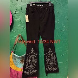 Sold Out Idyllwind Black Flare Jeans with boot stitch Embroidery